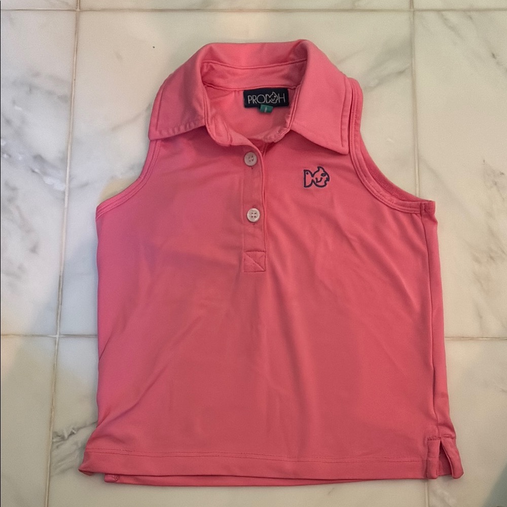 Girls Prodoh Pink Sleeveless Polo Shirt
